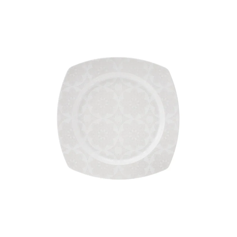Karaca New Suha Creme 60-teiliges Porzellan Geschirr Set Quadratisch für 12 Personen