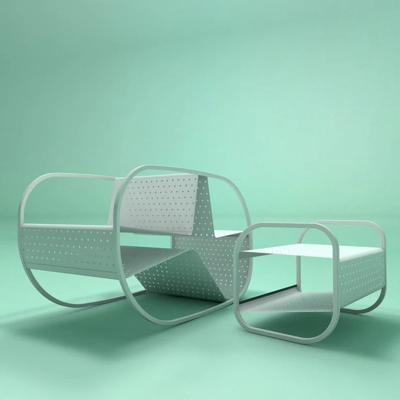 Outdoor Metal Side Table FLIP by Salomé Hazan for Giacopini