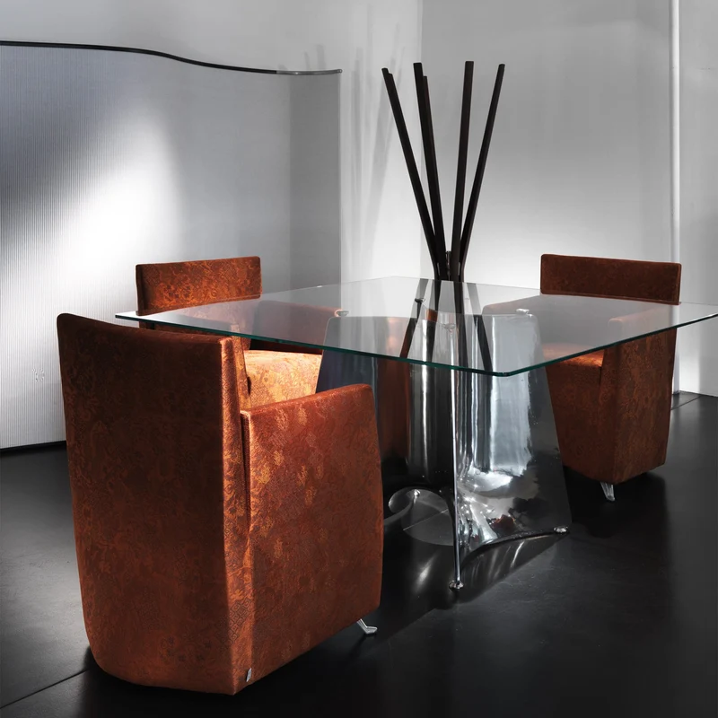 Crystal and Alluminium Table BENTZ by Jeff Miller for Baleri Italia