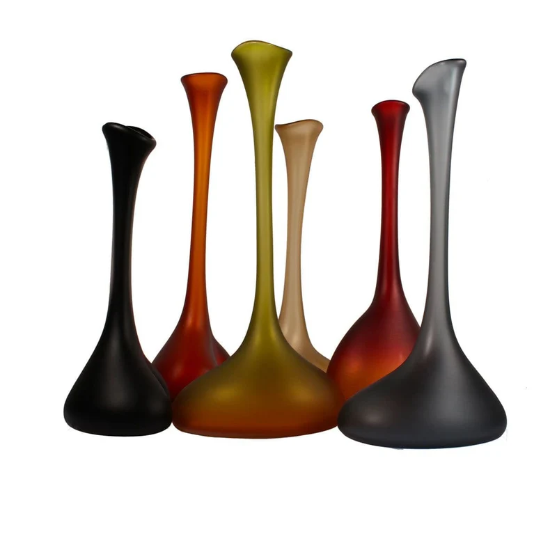 Murano Glass Vase TAMARINDO LARGE Sandblasted by Wave Murano Glass