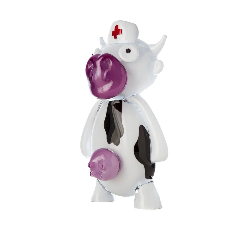 Murano Glass Sculpture NURSING COW by Wave Murano Glass