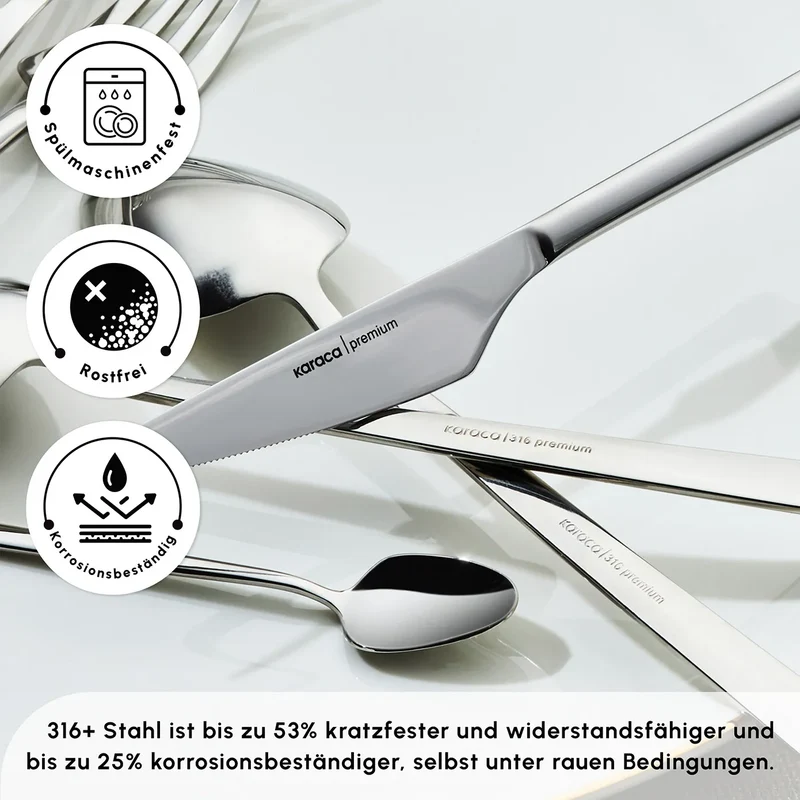 Karaca Stark 84 Teile 12 Personen 316+ Premium-Besteck-Set