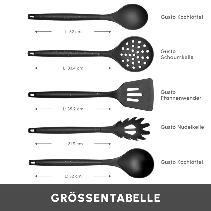 Karaca Gusto Schwarzes 12-teiliges Messer-/Schneidebrett-Set