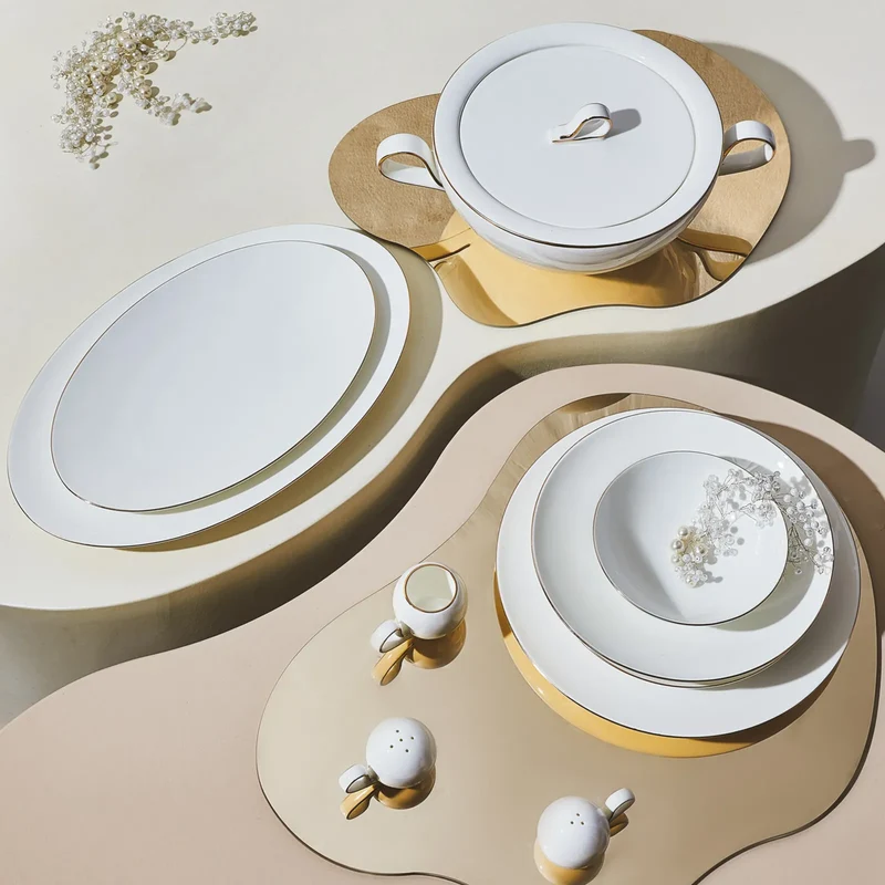 Karaca Fine Pearl Extra Chanak 62-Teiliges 12-Personen Geschirrset Gold