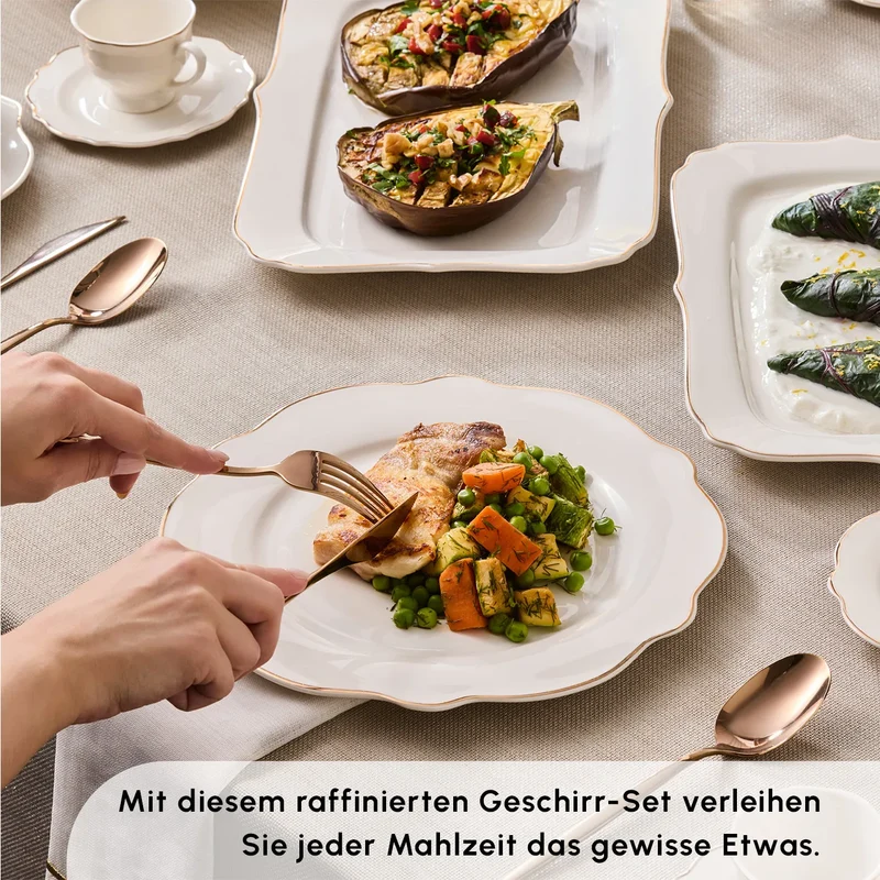Karaca Vera Gold Geschirrset für 12 Personen, 84 teilig