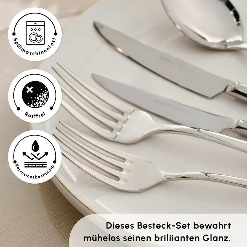 Karaca Novara Elegance Besteckset für 12 Personen, 84 Teilig