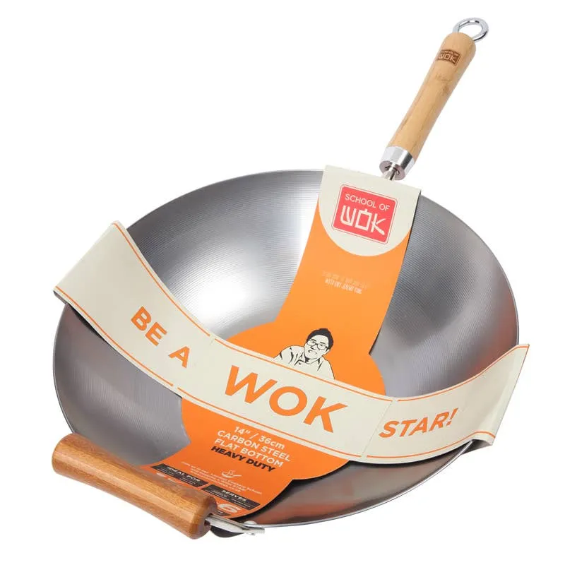 Wok aus Kohlenstoffstahl schwere Ausführung 36 cm