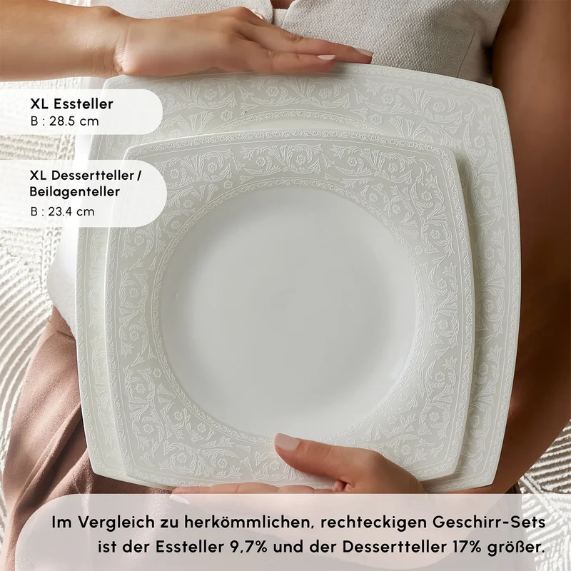 Karaca Fine Pearl Roma 58-Teiliges 12-Personen Geschirrset