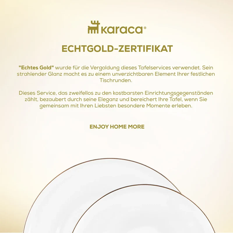 Karaca Streamline Nefeli Gold 12 Personen Geschirrset, 56 Teilig