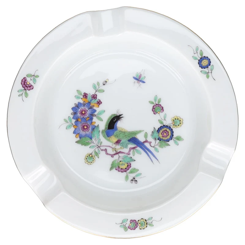 Aschenbecher Indische Malerei mit Paradiesvogel und Insekten I.W