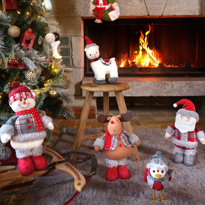 Karaca Home Stehender Weihnachtsmann Plüsch Objekt 44 cm