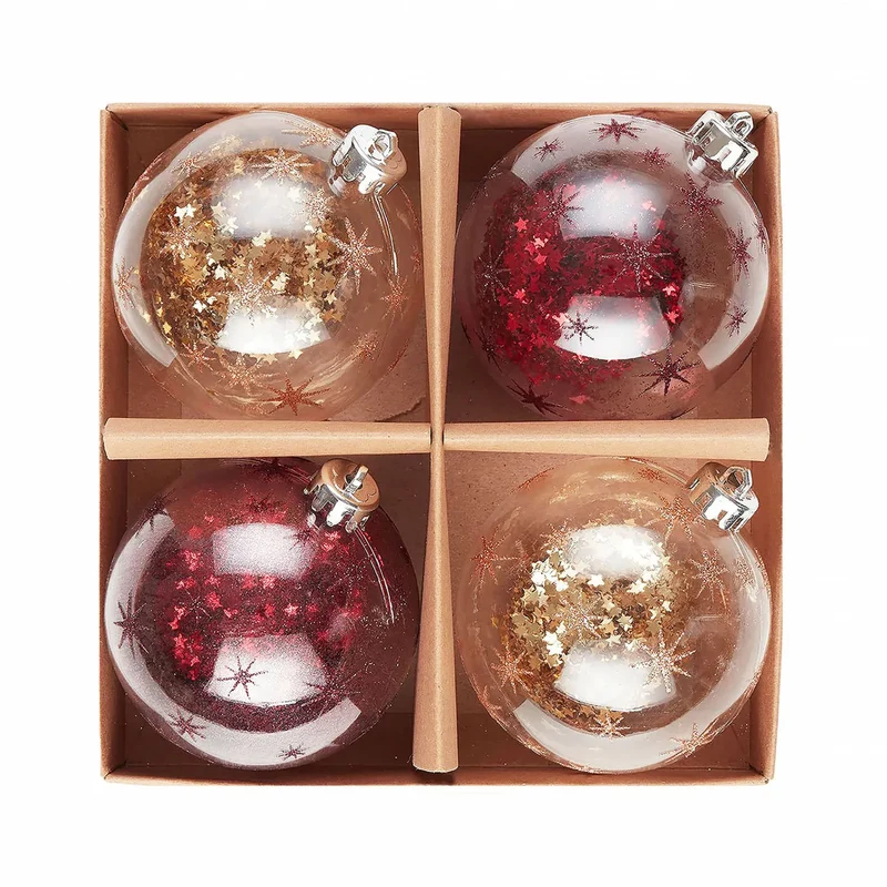 Karaca Home Glitzerkugel Christbaumschmuck, 4er Set, 8 cm