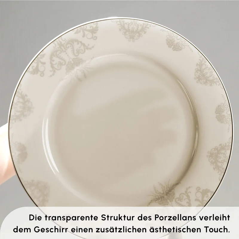 Karaca Siena 56 Teilig 12 Personen New Generation Bone Gold Geschirrset