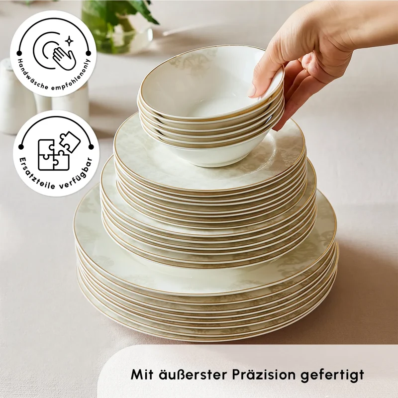 Karaca Siena 56 Teilig 12 Personen New Generation Bone Gold Geschirrset