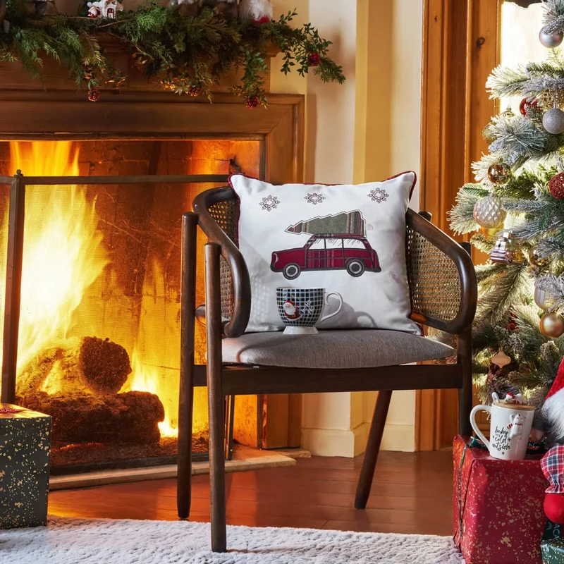 Karaca Home Woodland Weiß Trolley Cozy Cushion 45x45 cm