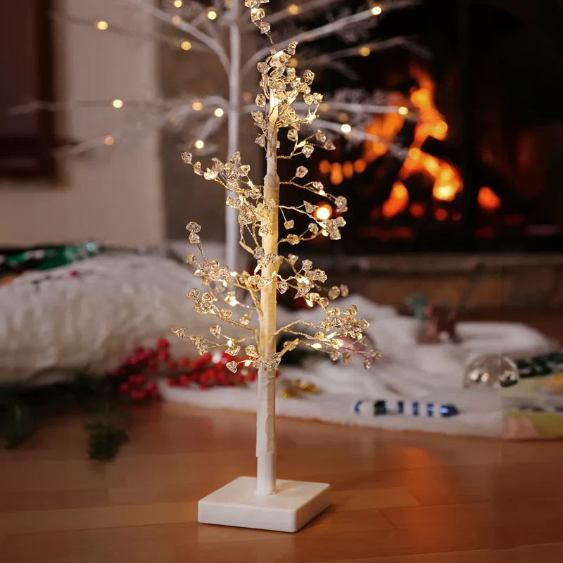 Karaca Christbaum mit LED-Lichtern, 10,5 cm x 10,5 cm x 45 cm, Weiß