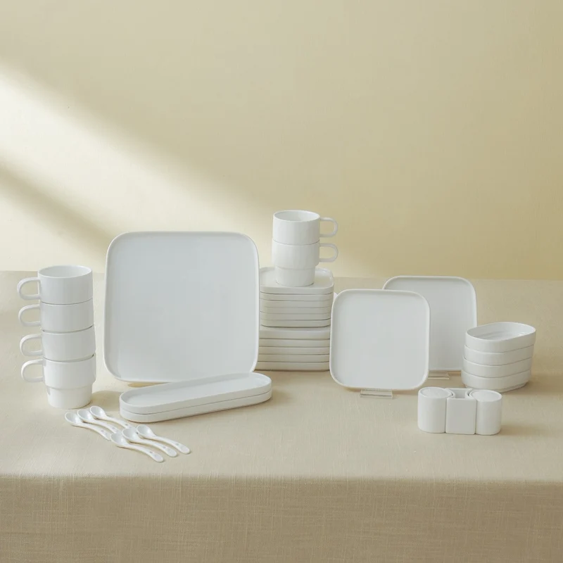 Karaca Stream Pure Cubique 35-Teiliges 6-Personen Frühstücksset Quadrat