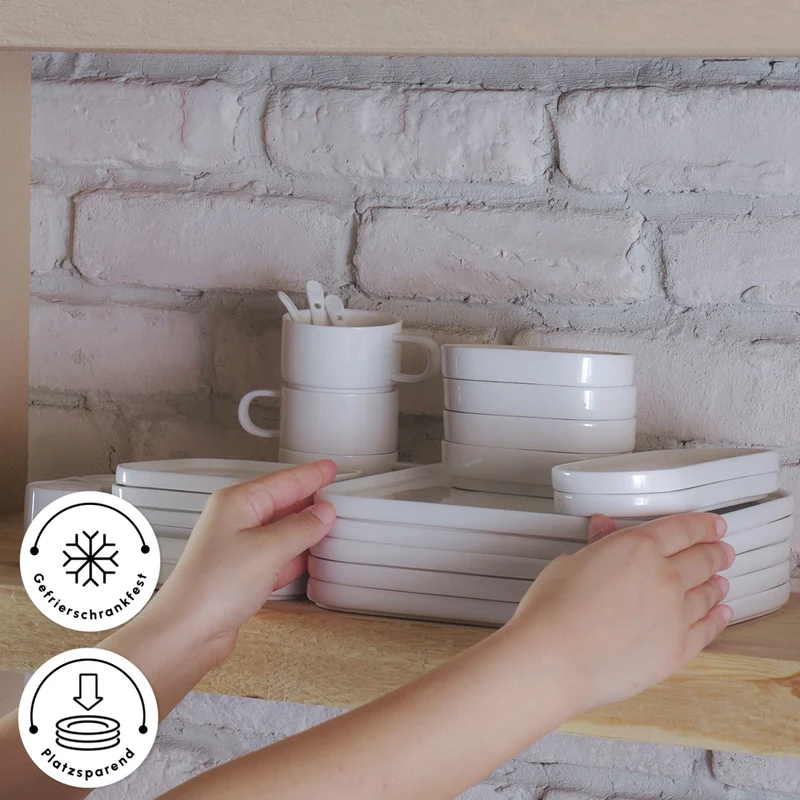 Karaca Stream Pure Cubique 35-Teiliges 6-Personen Frühstücksset Quadrat