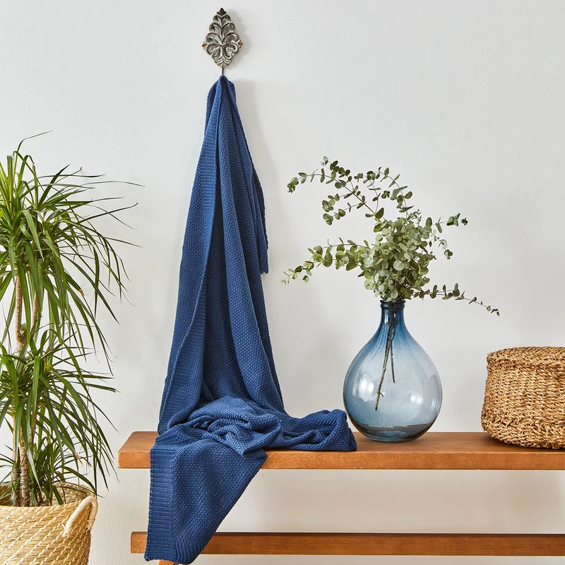 Karaca Home Dunkelblau Strickdecke Öko-Tex Zertifiziert