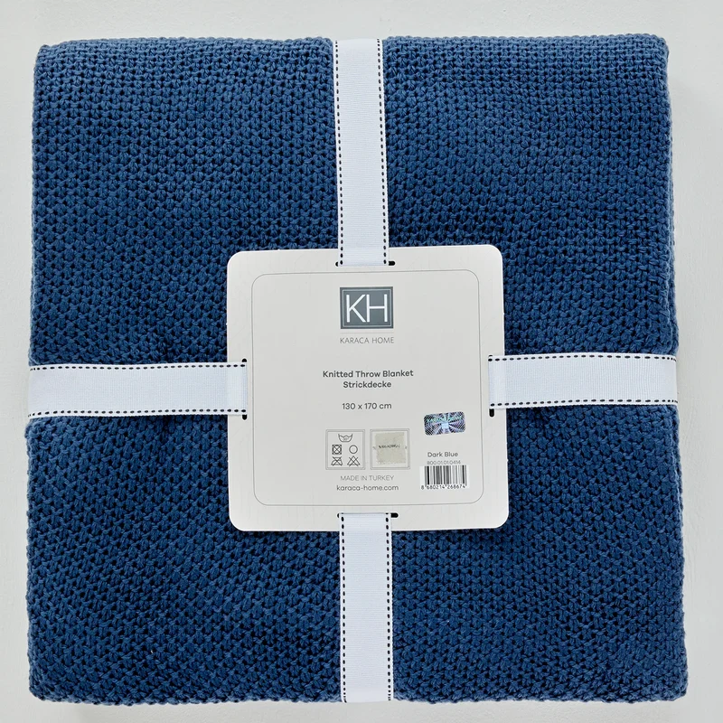 Karaca Home Dunkelblau Strickdecke Öko-Tex Zertifiziert
