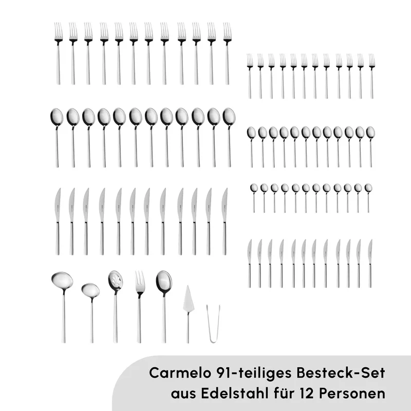 Karaca Carmelo Premium mit Boxed Besteckset, 91 Teilig