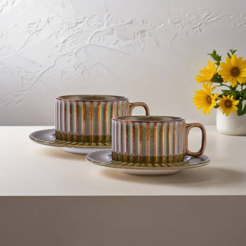 Karaca Cereus Tee-Set für 2 Personen, 4 Teilig, Grün