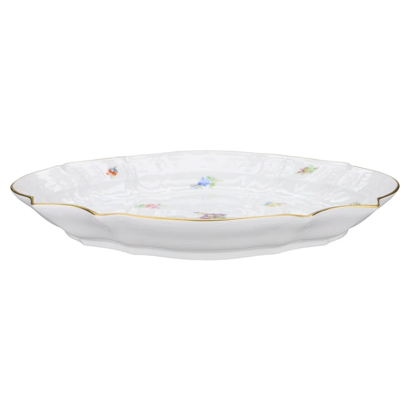 Servierschale oval mit Reliefrand Motiv Streublume I.Wahl