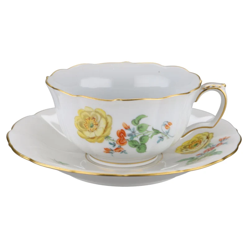 Teetasse mit Untertasse Pfingstrose gelb
