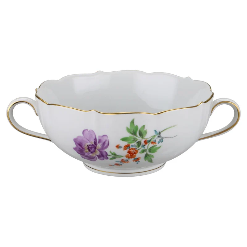 Suppentasse mit Untertasse Blüte lila