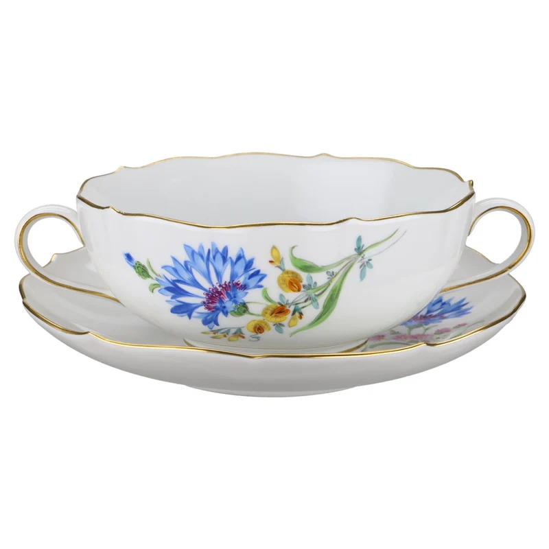 Suppentasse mit Untertasse Aster blau