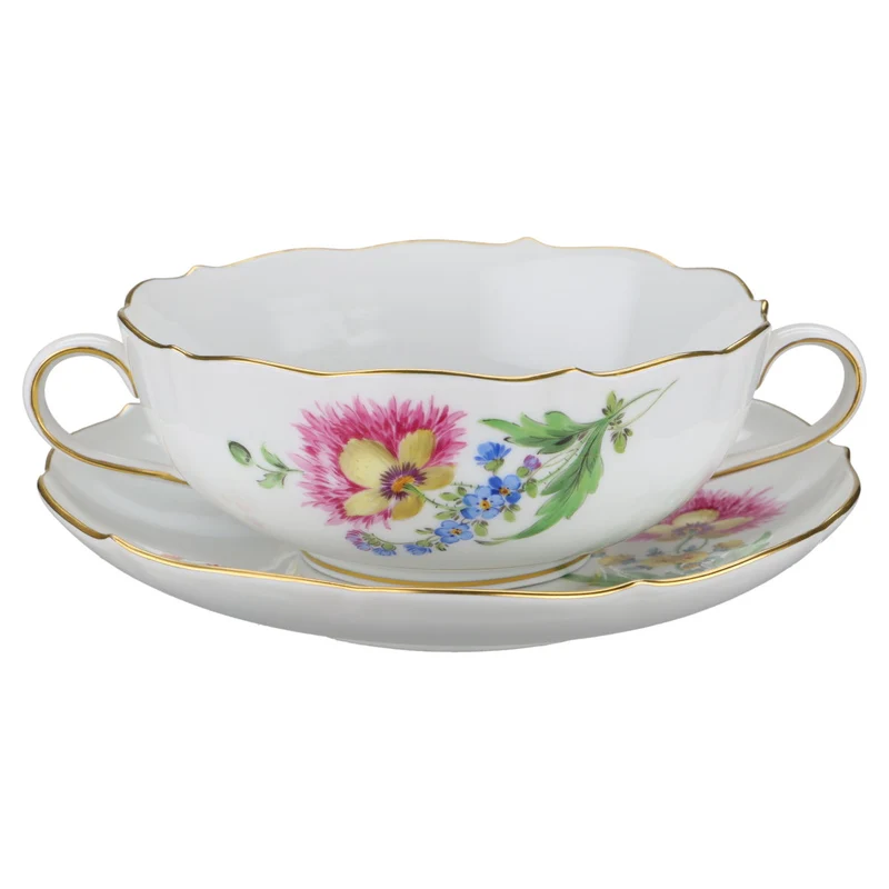 Suppentasse mit Untertasse Chrysantheme pink