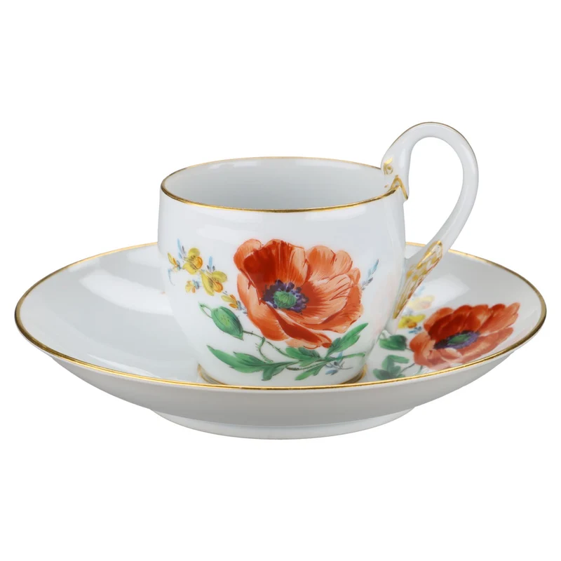 Kaffeetasse mit Untere Motiv Mohnblume orange