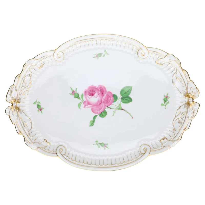 Tablett groß mit Schleifenrelief Rote Rose II.W