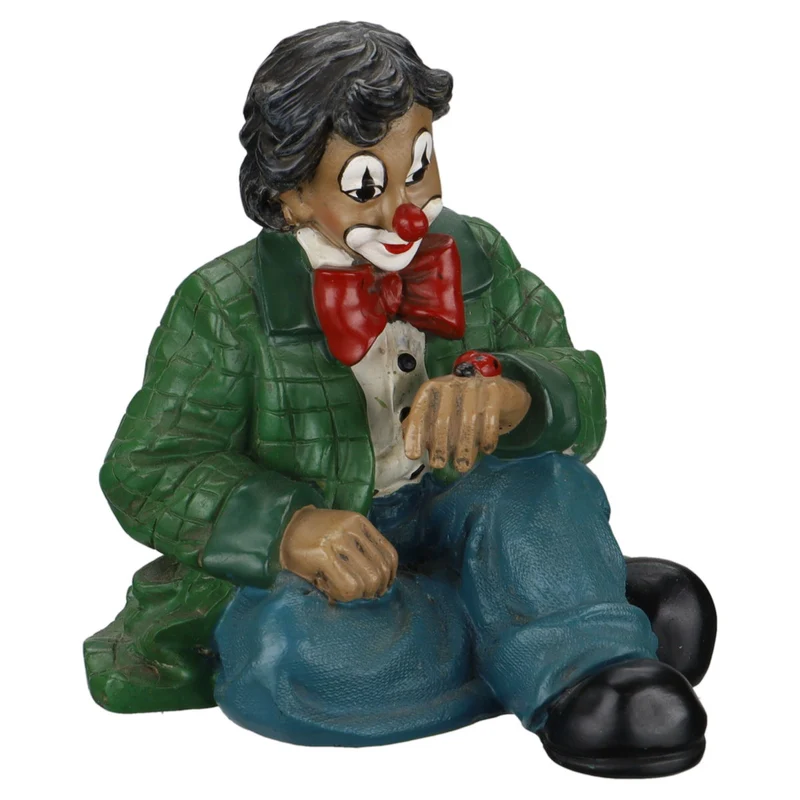 Figur Clown sitzend mit Marienkäfer