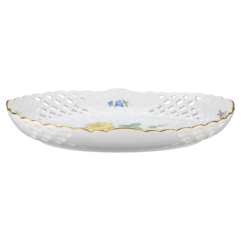 Schale oval Durchbruch Motiv Blüte gelb II.W