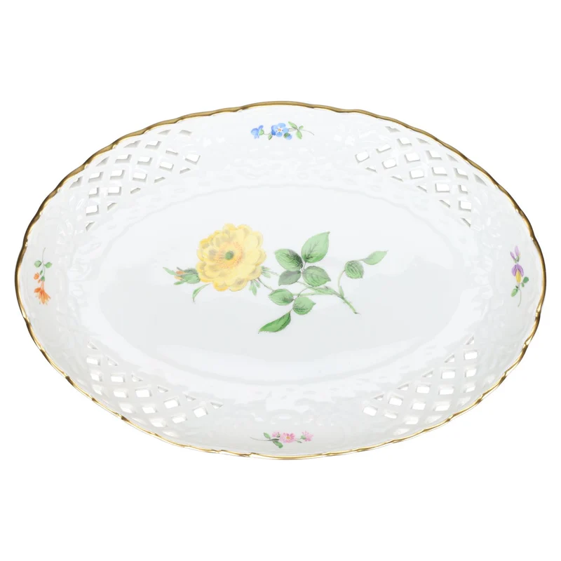 Schale oval Durchbruch Motiv Blüte gelb II.W