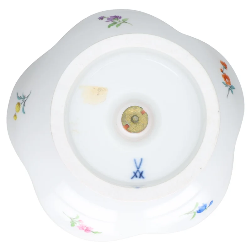Schale auf Fuß Wellenform klein Motiv Blumenbouquet II.W