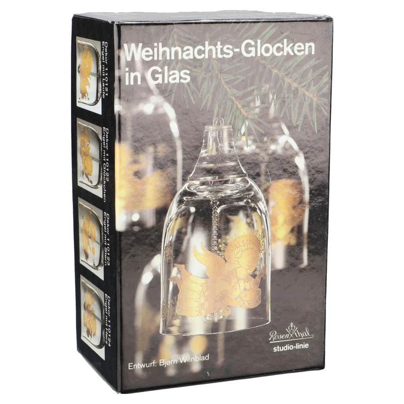 Weihnachts-Glocke in Glas - Engel mit Stern in OVP