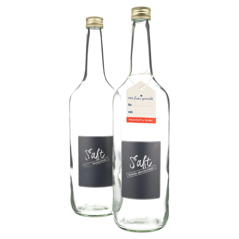 Flasche 2er Set Saft mit Kreideschild 1 l